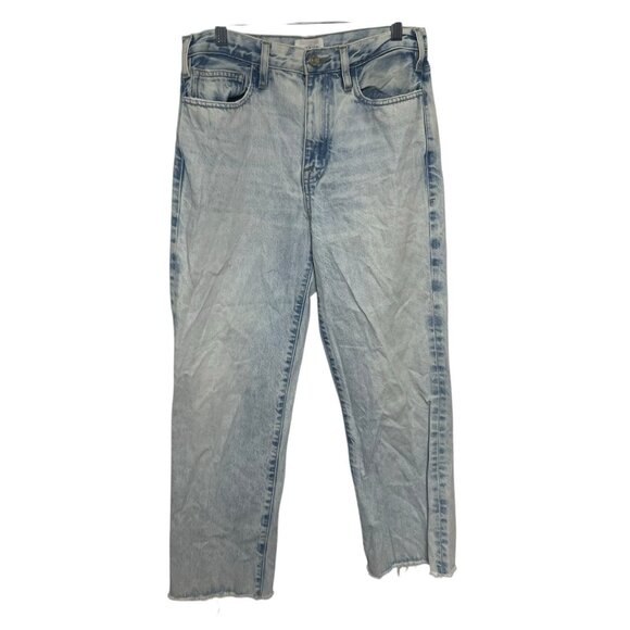 Frame After Jeans Women 26 Le Jane Crop Raw hem Luster Straight Leg wide Boho - Picture 2 of 9